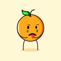 cute orange character with disgusting expression and tongue sticking out Royalty Free Stock Photo