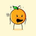 cute orange character with drunk expression and mouth open Royalty Free Stock Photo