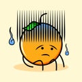 cute orange character with hopeless expression