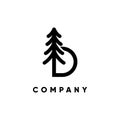 Letter D Pine Tree Logo Design Vertor Icon Graphic Emblem Illustration
