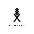 Letter X Pine Tree Logo Design Vertor Icon Graphic Emblem Illustration