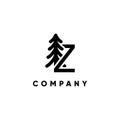 Letter Z Pine Tree Logo Design Vertor Icon Graphic Emblem Illustration