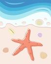 Beach scene with starfish and seashel Royalty Free Stock Photo