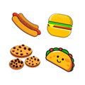Set of junk food icon flat desain. Fastfood and sweets icons. Design element for cafe menus