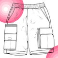 Short pants outline drawing vector, short pants in a sketch style, trainers template outline, vector Illustration. Royalty Free Stock Photo