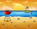 Summer barbecue background on sea coast