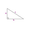 Handwritten right triangle interpreting the Pythagorean theorem. Two right sides