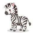 Cartoon Zebra isolated on White Background, Zebra Mascot Cartoon Character. Animal Icon Concept White Isolated. Flat Cartoon Style