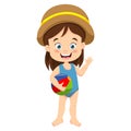 Cartoon little girl with beach ball Royalty Free Stock Photo