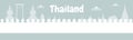 Panorama of world famous landmarks of Thailand Tourism Concept with Historic Architecture of Thailand Citys cape postcard isolated