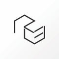 Simple and unique letter or word RLE or RCE line font on 3D double hexagon or box image graphic icon logo design abstract Royalty Free Stock Photo