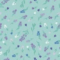 Summer seamless pattern with brushes of lavender flowers.