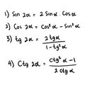 Formulas to calculate sine, cosine, tangent, tangent for double angles