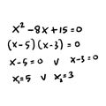 Quadratic equation formula. Solution task scheme . Trigonometric background