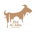 Happy eid al Adha elements with goats, sheep, cows, and camels Royalty Free Stock Photo