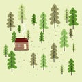 small lonely house in the middle of the forest.