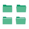 Set of flat green folder icons. Various folder symbols