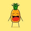 cute pineapple character with crying expression and mouth open