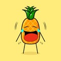 cute pineapple character with crying expression