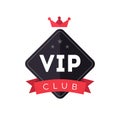 Vip club exclusive member logo with crown and ribbon Royalty Free Stock Photo