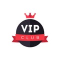 Vip club exclusive member logo with crown and ribbon Royalty Free Stock Photo