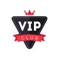 Vip club exclusive member pass  logo with crown and ribbon Royalty Free Stock Photo