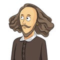 William Shakespeare cute cartoon carracter Royalty Free Stock Photo