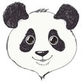 Cute panda. Portrait of funny bear. Hand drawn.Vector illustrator Royalty Free Stock Photo