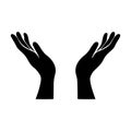 Hands holding design vector, hands praying logo. Support, peace, care hand gestures