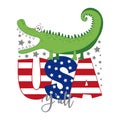 USA Y`all - Funny cartoon alligator Royalty Free Stock Photo