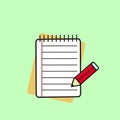 Lesson pencil notebook icon. Flat illustration of lesson pencil notebook vector