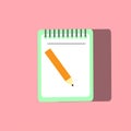 Lesson pencil notebook icon. Flat illustration of lesson pencil notebook vector