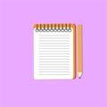 Lesson pencil notebook icon. Flat illustration of lesson pencil notebook vector