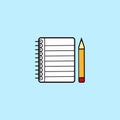 Lesson pencil notebook icon. Flat illustration of lesson pencil notebook vector