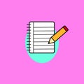 Lesson pencil notebook icon. Flat illustration of lesson pencil notebook vector