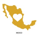 Print. Vector map of Mexico. Silhouette. Love mexico