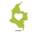 Print. Colombia vector map. Silhouette. Love colombia