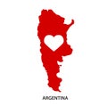 Print. Vector map of Argentina. Silhouette. Love Argentina