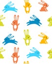 Print. Vector seamless background with cute bright bunnies. Easter Bunny.