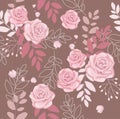 Print. Vector seamless background with roses. Botanical pattern. Delicate flowers. Pink flower pattern. Royalty Free Stock Photo