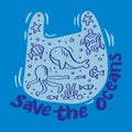 Save the oceans hand drawn lettering.