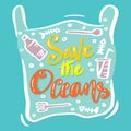 Save the oceans hand drawn lettering.