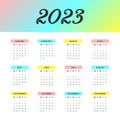 Colorful gradient 2023 calendar vector design