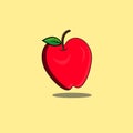 Red apple with green leaf and branch vector illustration. Royalty Free Stock Photo