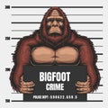 Bigfoot crime vector illustration Royalty Free Stock Photo