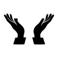 Silhouette of hands praying a prayer or clapping hands. Clap concepts like good