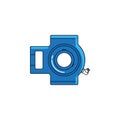Illustration pillow block bearing type UCT, blue vector icon design, on white background Royalty Free Stock Photo