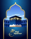 Blue And Gold Hajj Mabroor Poster, Flyer, Social Media Post Template