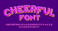 Cheerful alphabet font. Handwritten 3d letters and numbers.