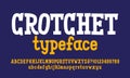 Crotchet alphabet font. Cartoon serif letters and numbers. Uppercase and lowercase.